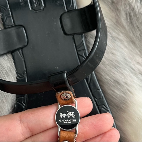 COACH Picadilly Black Jelly T Strap Logo Sandals 6 - Picture 4 of 7